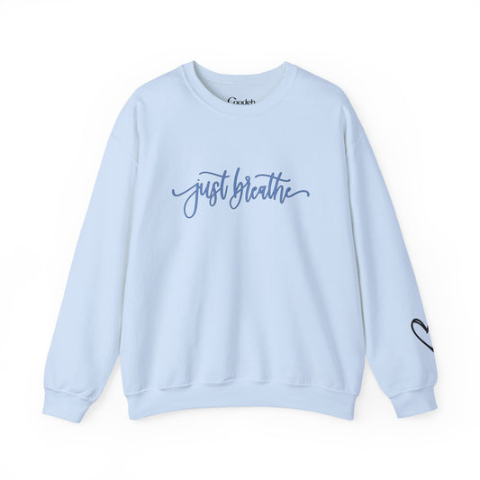 Just Breathe Crewneck Sweatshirt motivational lifestyle clothing