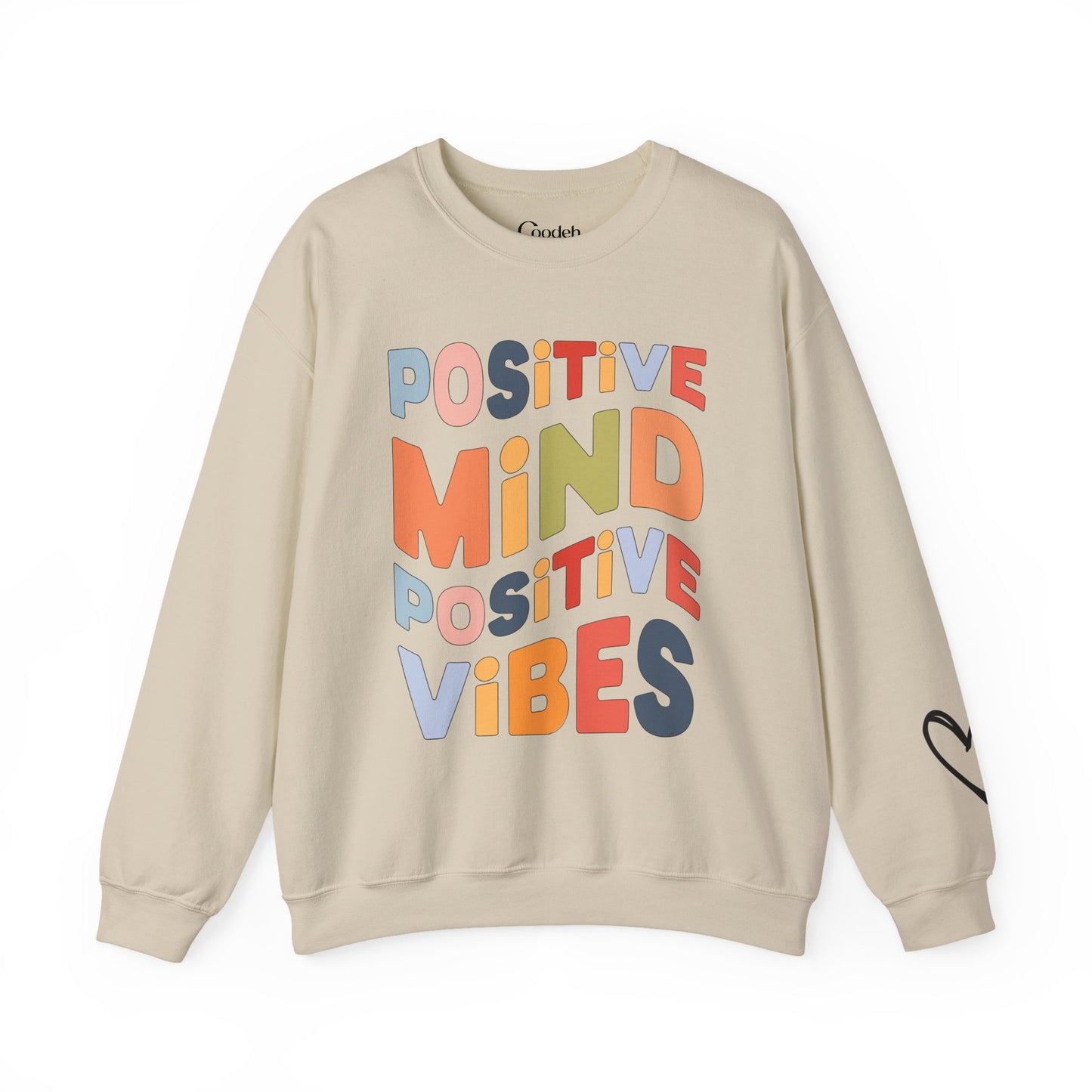 Positive Mind Positive Vibes Crewneck Sweatshirt flat lay