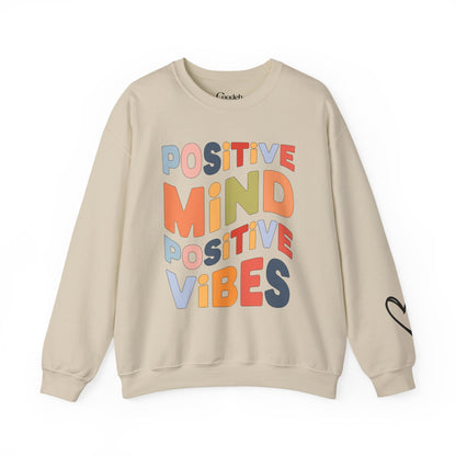Positive Mind Positive Vibes Crewneck Sweatshirt flat lay