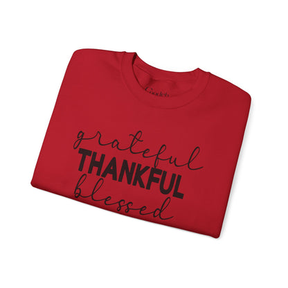 Grateful Thankful Blessed Crewneck Sweatshirt minimalist design