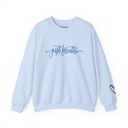 Just Breathe Crewneck Sweatshirt motivational lifestyle clothing