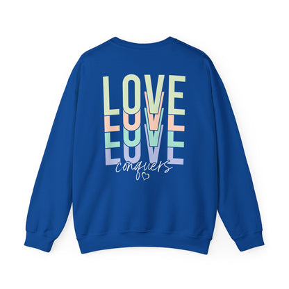 Love Conquers Crewneck Sweatshirt daily comfort apparel