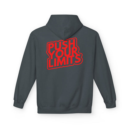 Push Your Limits Motivational Fitness Hoodie hood detail