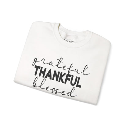 Black Grateful Thankful Blessed Crewneck Sweatshirt front view