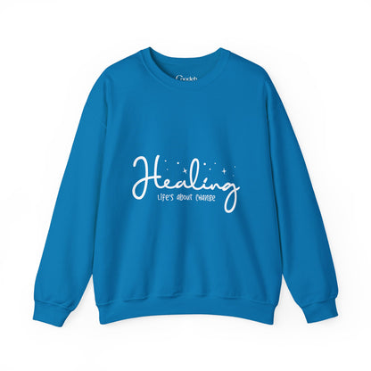 Healing Life's About Change Crewneck Sweatshirt black color variant view