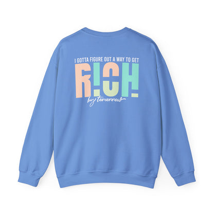 Rich by Tomorrow Crewneck Sweatshirt close-up design