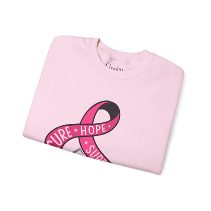 Pink Ribbon Cure Hope Supporter Fight Sweatshirt side view