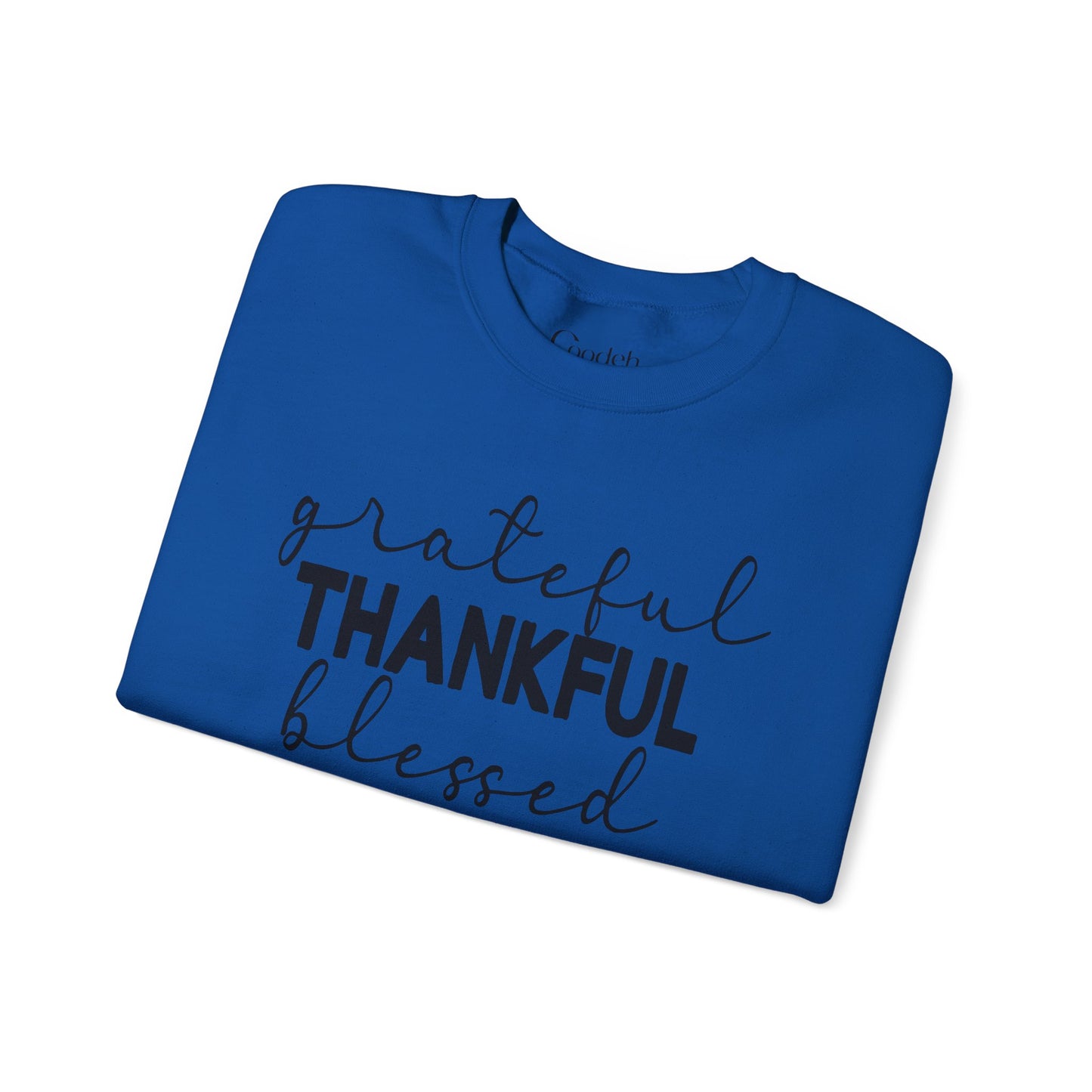 Grateful Thankful Blessed Crewneck Sweatshirt layered streetwear look