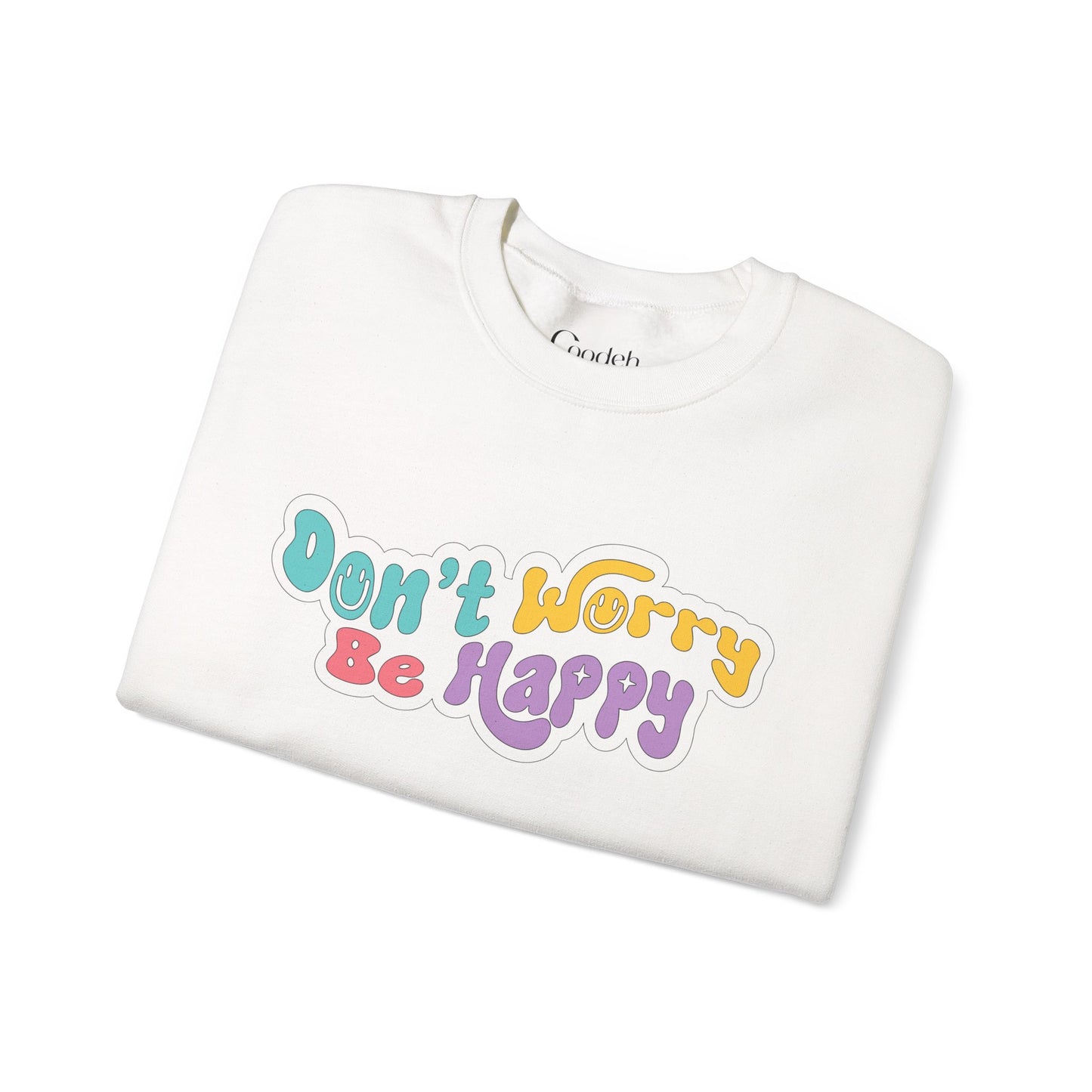Don't Worry Be Happy Crewneck Sweatshirt collar detail