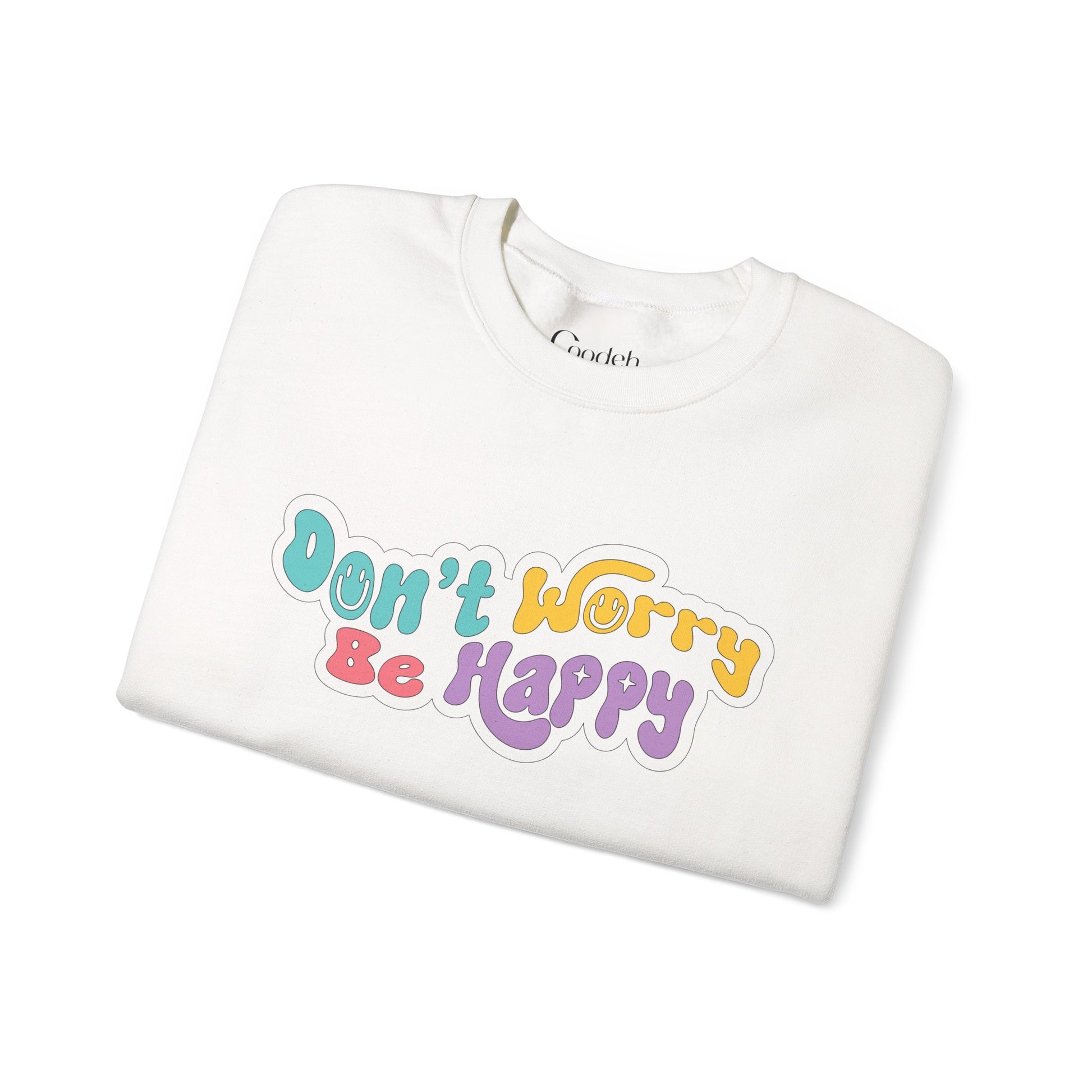 Don't Worry Be Happy Crewneck Sweatshirt collar detail