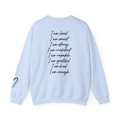 I Am Loved I Am Enough Crewneck Sweatshirt sleeve detail