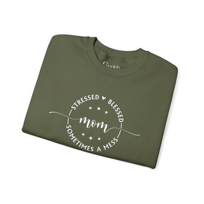 Stressed Blessed Mom Sometimes a Mess Crewneck Sweatshirt comfortable wear