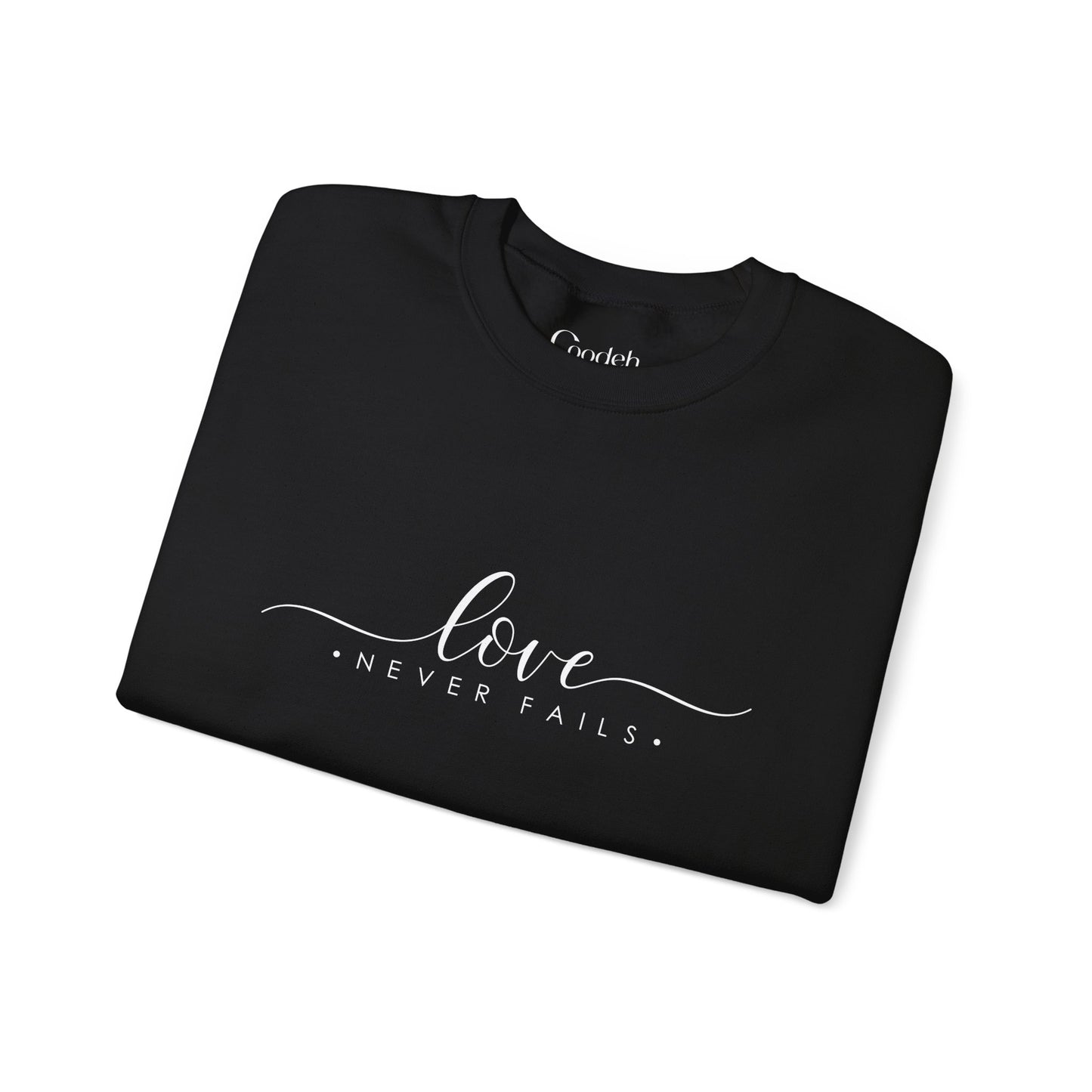 Love Never Fails Crewneck Sweatshirt black color