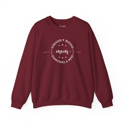 Stressed Blessed Mom Sometimes a Mess Crewneck Sweatshirt product photo