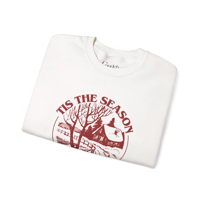 Holiday Crewneck Sweatshirt — "Tis the Season to Rejoice" Vintage Winter Graphic