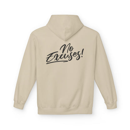 No Excuses Inspirational Graphic Hoodie cozy fleece interior