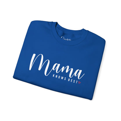 Mama Knows Best Crewneck Sweatshirt front print close up