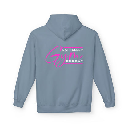 Eat Sleep Gym Repeat Motivational Fitness Hoodie gym warm-up outfit