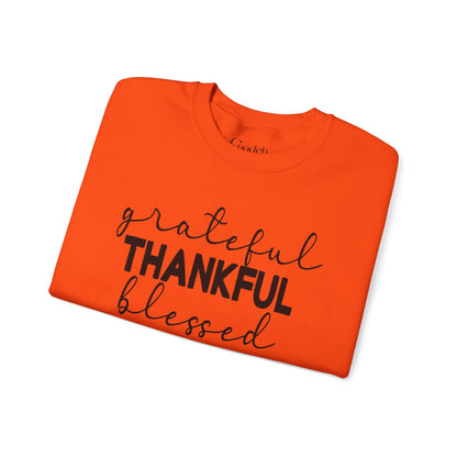 Grateful Thankful Blessed Crewneck Sweatshirt back graphic detail