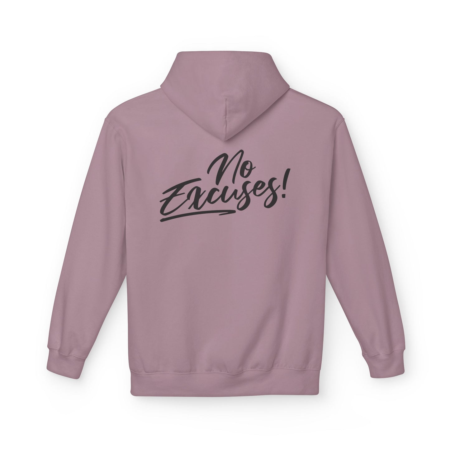 No Excuses Inspirational Graphic Hoodie pouch pocket detail