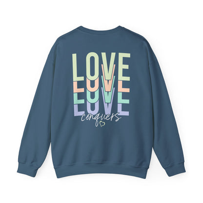 Black Love Conquers Crewneck Sweatshirt front view