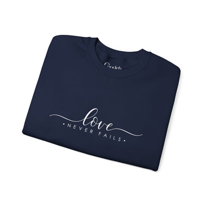 Love Never Fails Crewneck Sweatshirt sleeve detail