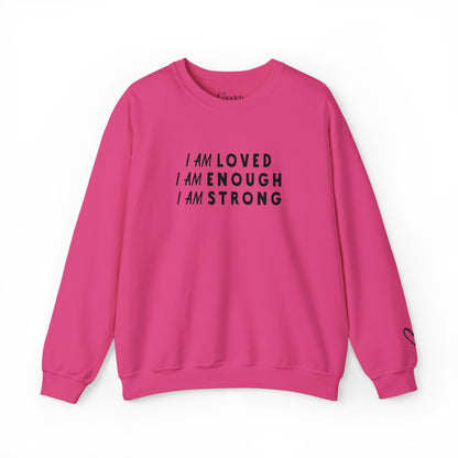I Am Loved I Am Enough I Am Strong Crewneck Sweatshirt fabric detail