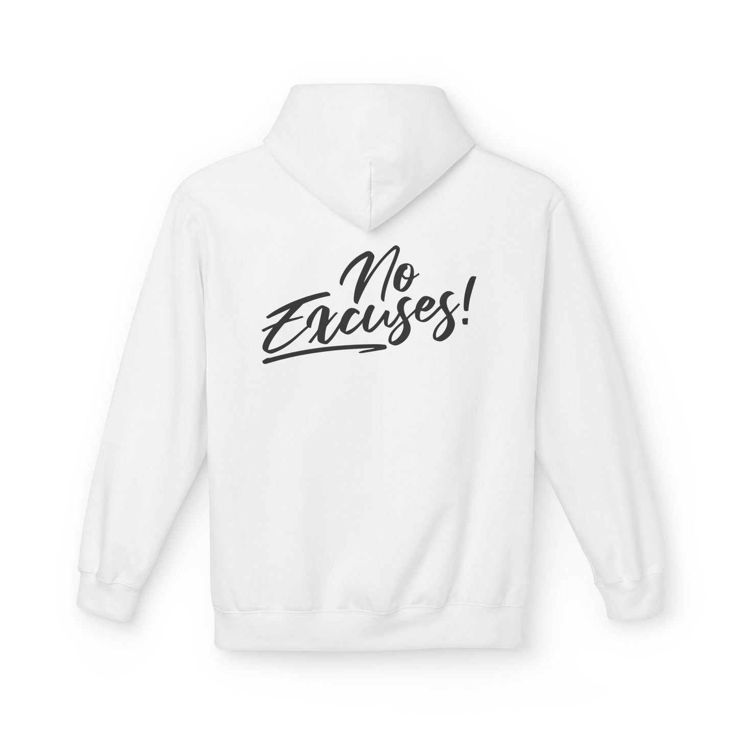 No Excuses Inspirational Graphic Hoodie hood detail