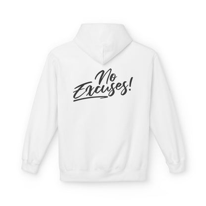 No Excuses Inspirational Graphic Hoodie hood detail