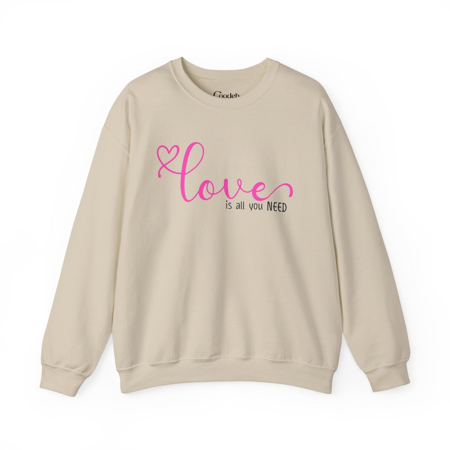Love Is All You Need Crewneck Sweatshirt black color option