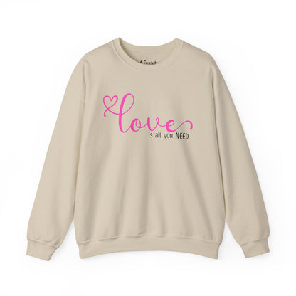 Love Is All You Need Crewneck Sweatshirt black color option