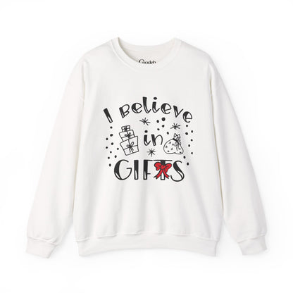 I Believe in Gifts Crewneck Sweatshirt soft feel