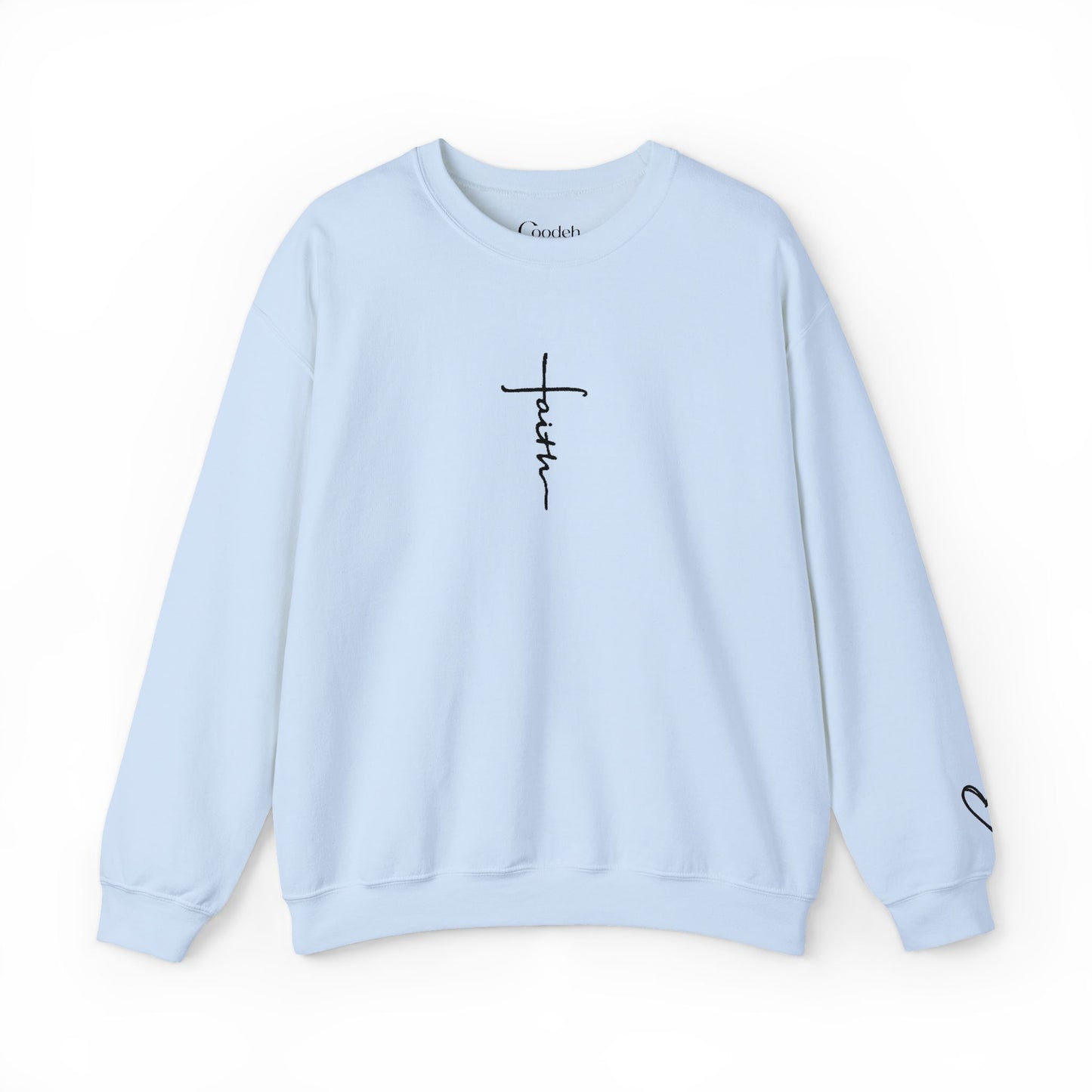 Faith Cross Script Crewneck Sweatshirt faith based clothing