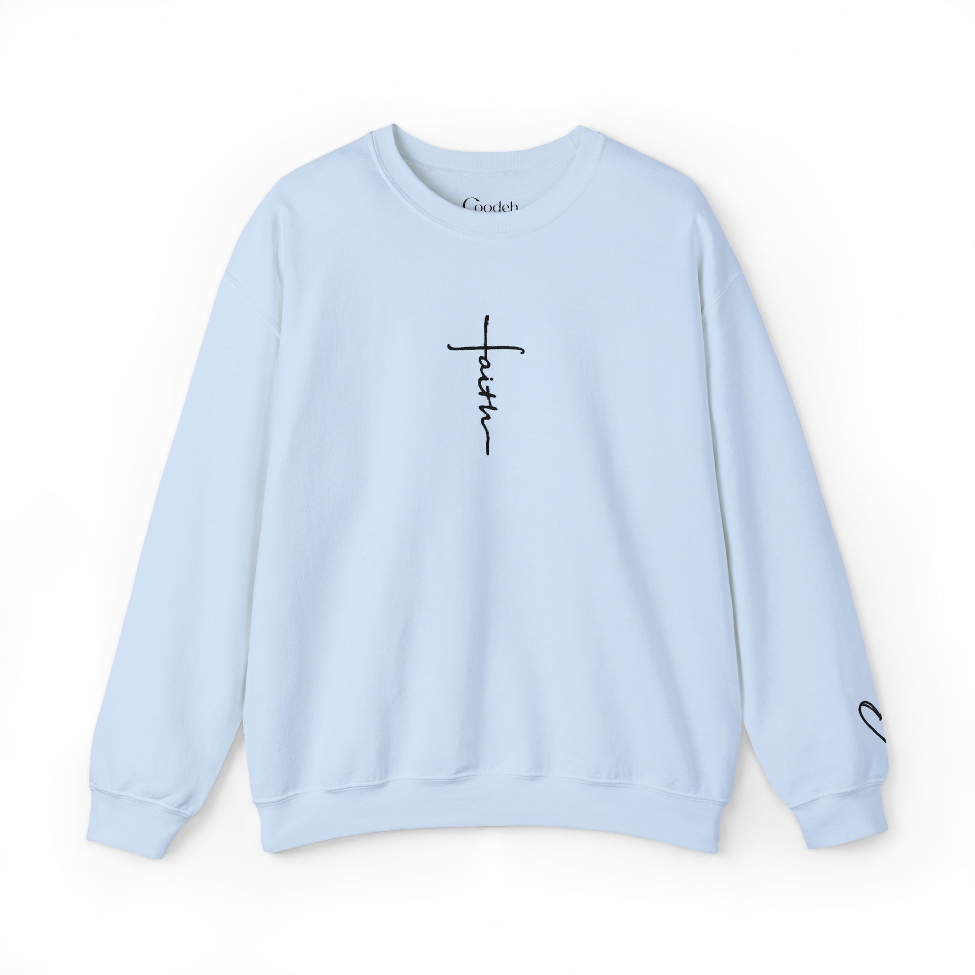 Faith Cross Script Crewneck Sweatshirt faith based clothing