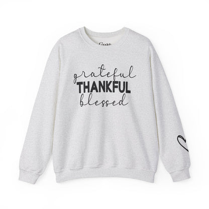 Grateful Thankful Blessed Crewneck Sweatshirt studio product image