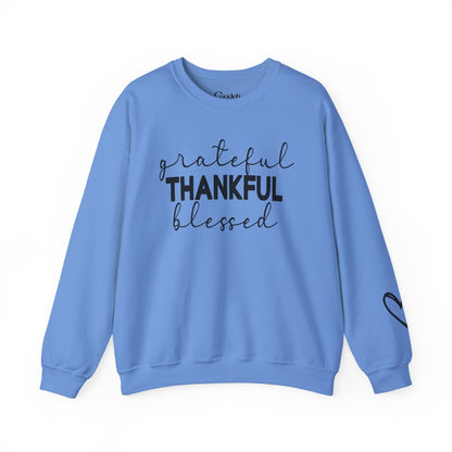 Grateful Thankful Blessed Crewneck Sweatshirt gratitude message apparel