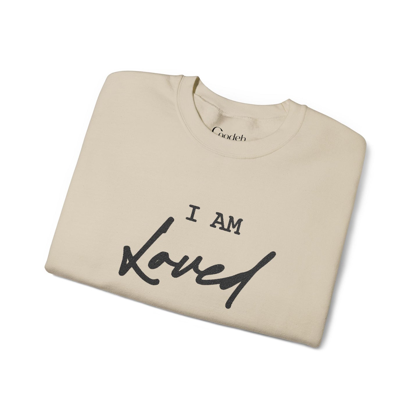 I Am Loved Crewneck Sweatshirt black color option