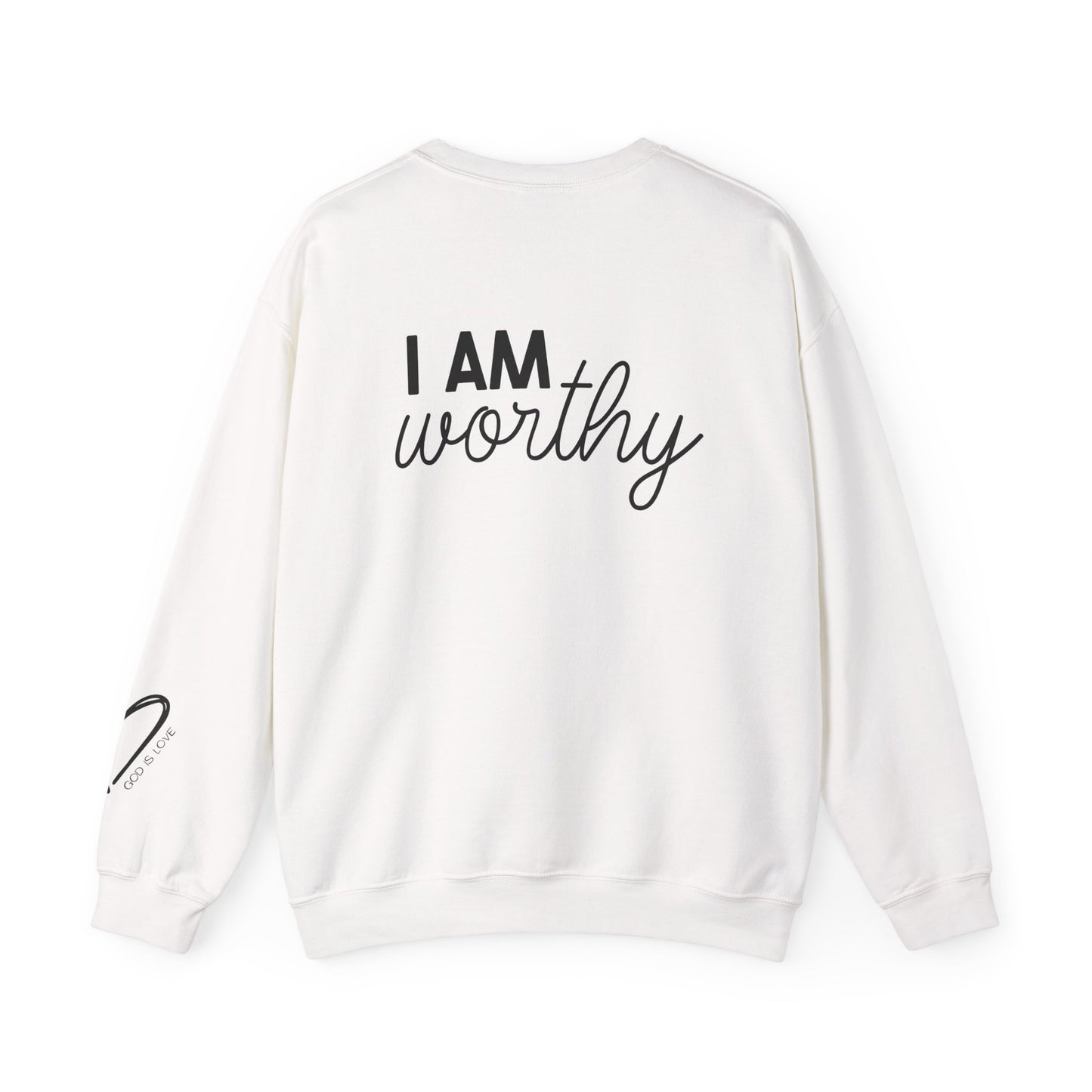I Am Worthy Crewneck Sweatshirt embroidery detail
