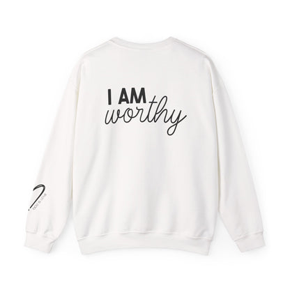 I Am Worthy Crewneck Sweatshirt embroidery detail