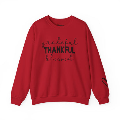 Grateful Thankful Blessed Crewneck Sweatshirt positive lifestyle clothing