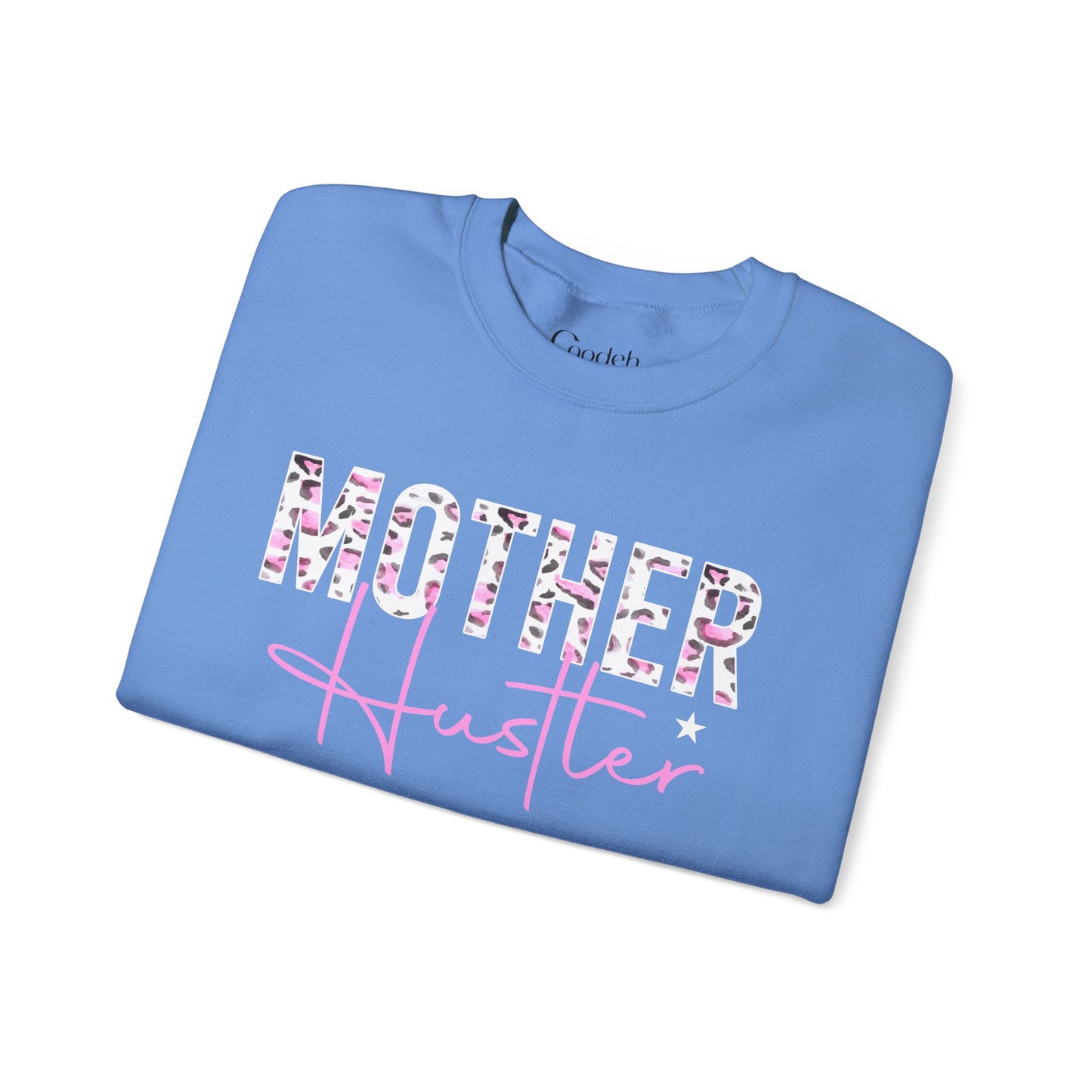 Mother Hustler Leopard Crewneck Sweatshirt collar detail