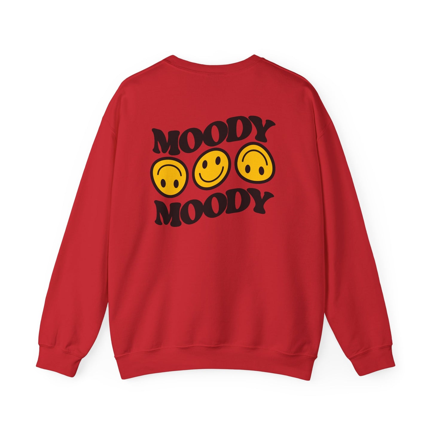 Moody Faces Crewneck Sweatshirt back graphic design