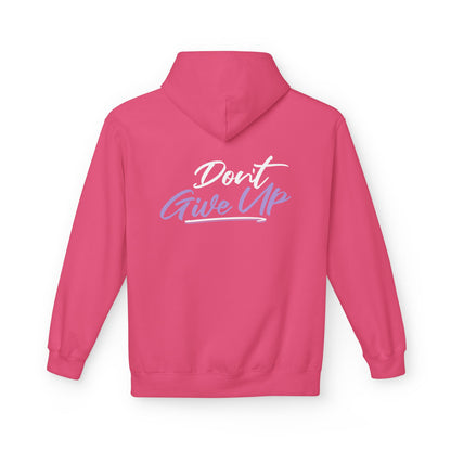 Don't Give Up Inspirational Graphic Hoodie hood detail