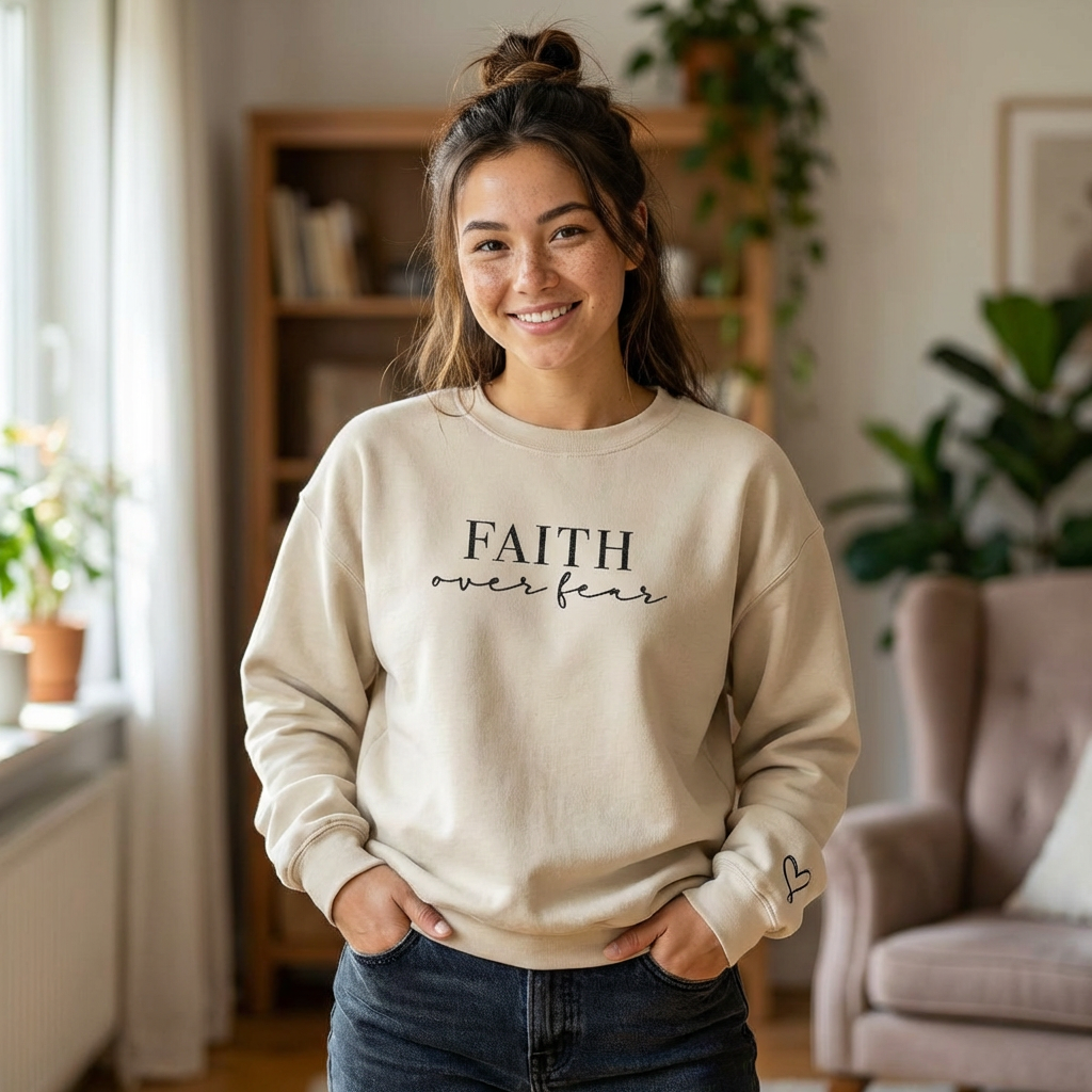 Faith Over Fear Crewneck Sweatshirt front view