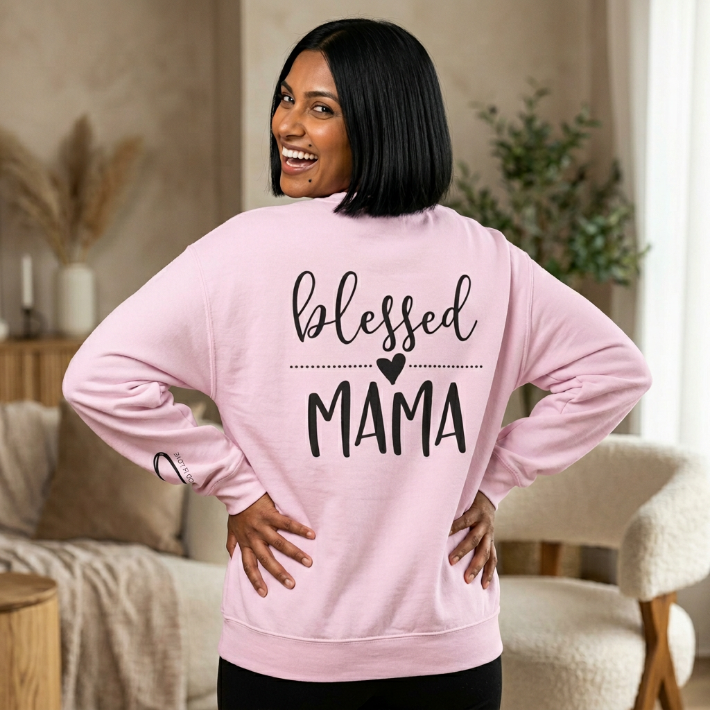 Blessed Mama Crewneck Sweatshirt back design