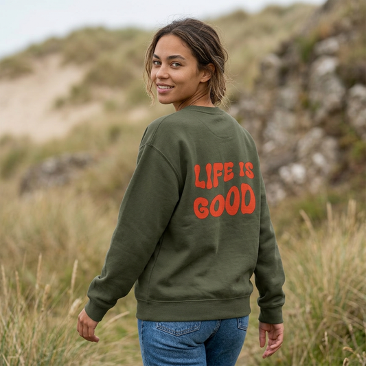 Life Is Good Crewneck Sweatshirt back design