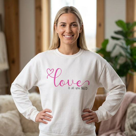 Love Is All You Need Crewneck Sweatshirt front view
