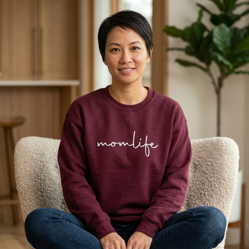 Mom Life Graphic Crewneck Sweatshirt back design