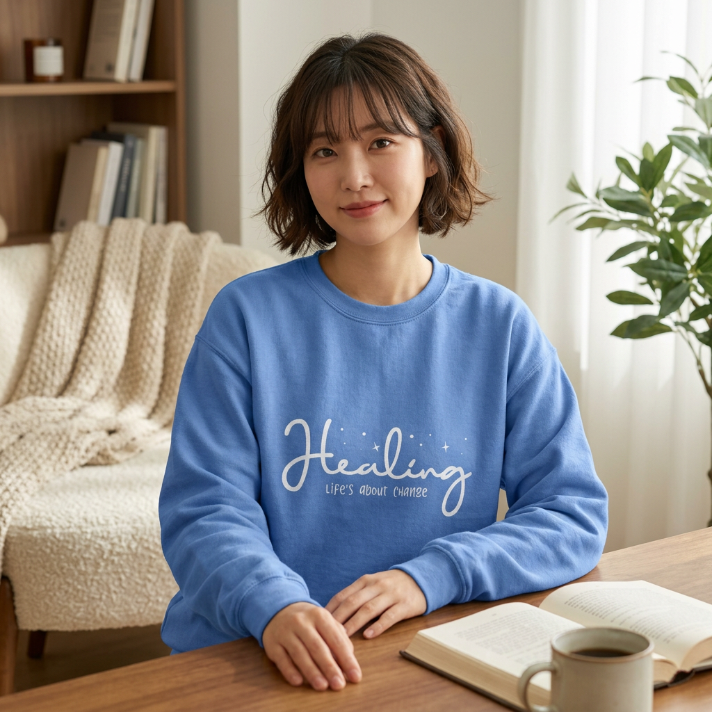 Healing Life's About Change crewneck sweatshirt with inspirational quote