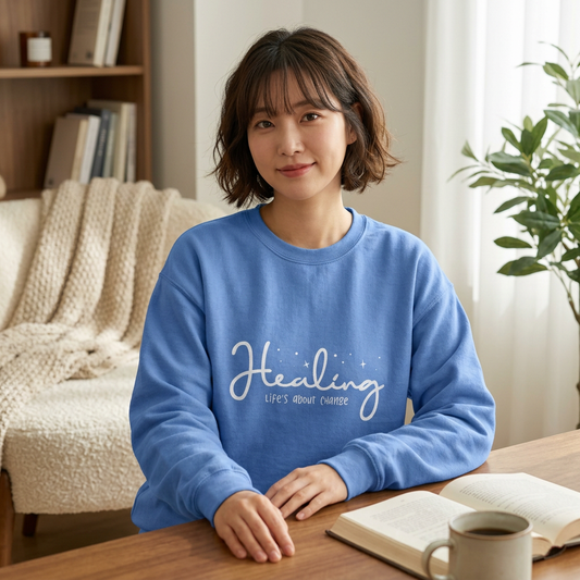 Healing Life's About Change crewneck sweatshirt with inspirational quote